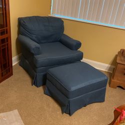 Blue Chair And Ottoman 