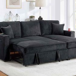 New Sleeper Sectional Couch With Storage / Free Delivery 
