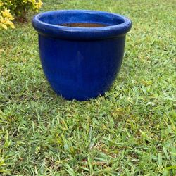 Beautiful Cobalt Blue Ceramic Pot About 12 Inches High
