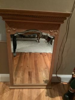 Solid Oak Mirror (used ) 38” High By 26” Wide 