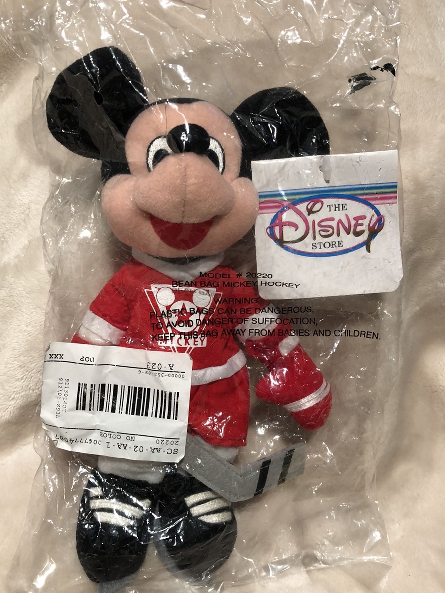 Vintage bean Bag Mickey Mouse hockey player