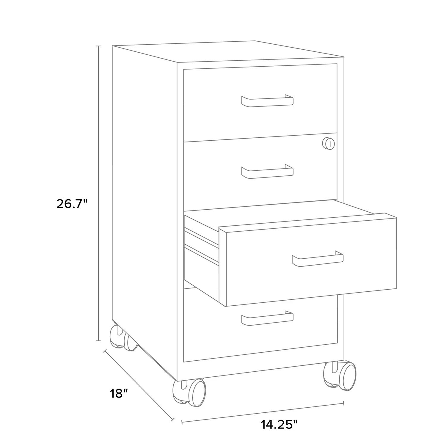 $70/each Hirsh 18" Deep 4-Drawer Metal Mobile Organizer, 4 Box Drawers 