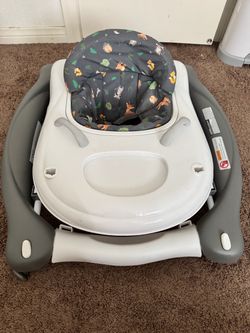Safety 1st Baby Walker Walking Aid w/ Activity Toy Tray, Padded Seat Gray/White