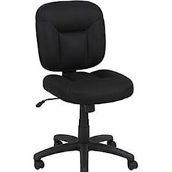 Amazon Basics Upholstered, Low-Back, Adjustable, Swivel Office Desk Chair, Black 