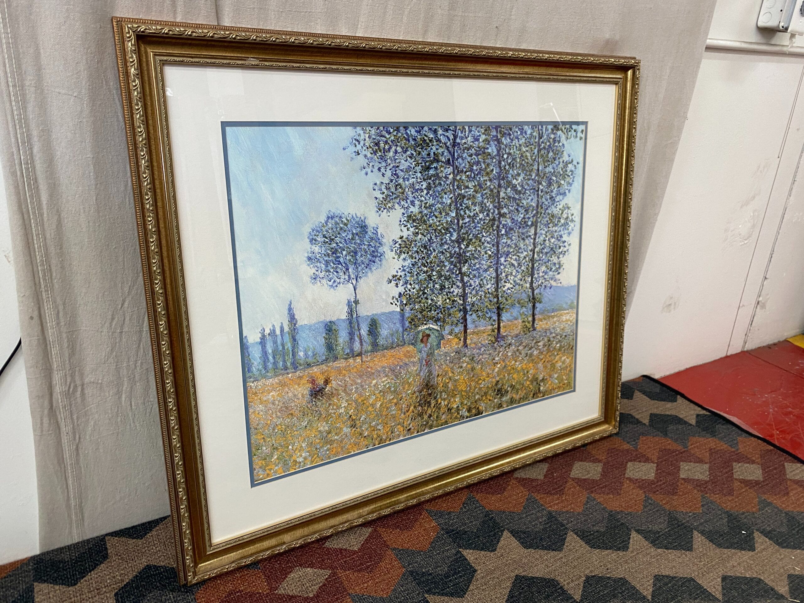 “Sunlight Under the Poplars” Framed Signed Print by Claude Monet