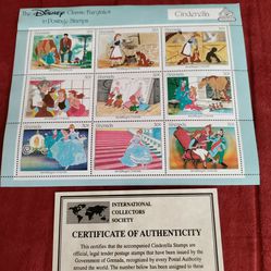 Tools.Disney Classic Fairytales Cinderella 9  Grenada 30 Cents Post Stamps .Nice