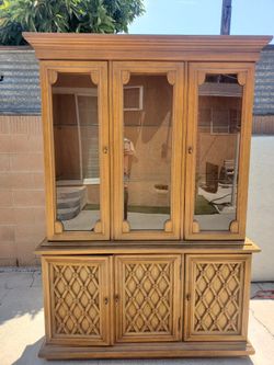 Vintage Drexel Large Lighted Cabinet Meridian and Almeria