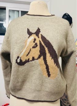 Knit graphic horse pullover