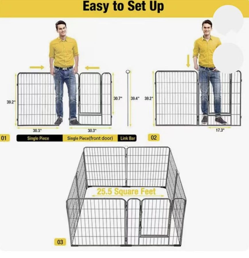 😀 Aivituvin AIR51 Exercise Outdoor & Indoor Portable Dog Playpen, Large(39.2” High, 8 Panel),