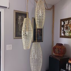 Hanging Lanterns Gold Crystal 3 Set 