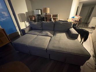 Gray Fabric Sectional Sofa with Chaise