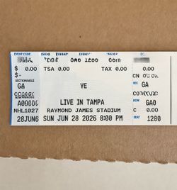 🔥 SELLING: Ye (Kanye West) Concert Ticket 🔥 Tampa Raymond James Stadium 6/28/2026