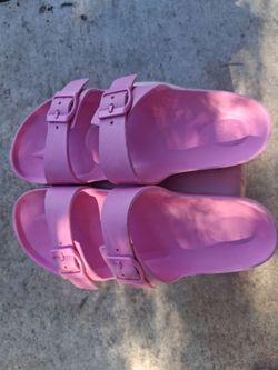 Pink EVA Double Strap Slide Sandals