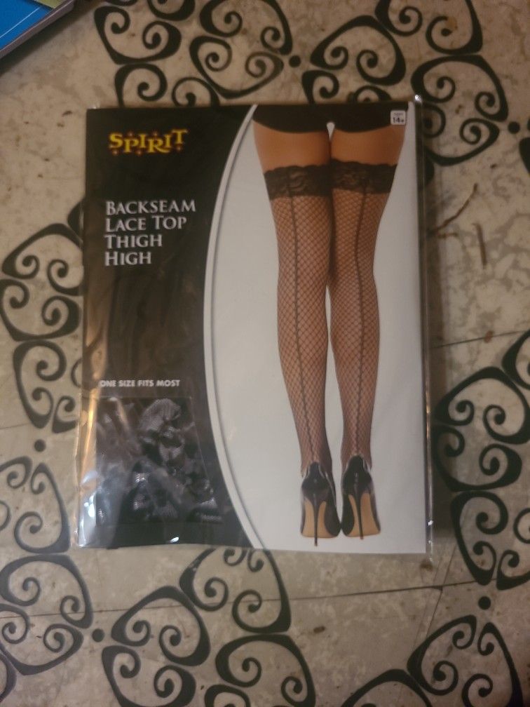 Back Seam Lace Top Thigh Highs