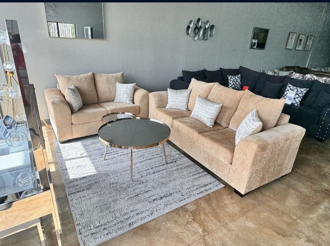 Great new 2 Piece Sofa and loveseat peach color extra for delivery or pick up available 