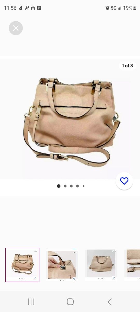 Vince Camuto Womens Soft Genuine Leather Rosie Satchel Crossbody Purse Almond
