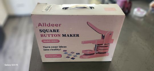 Alldeer-Square-Button-Maker-Machine, 50mm/1.97 inch Fridge Magnet Button Maker Kit, with 50pcs Magnet Supplies + 50pcs Plastic Pinback Supplies, Easy 