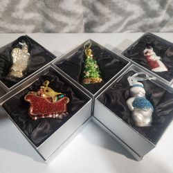 Christmas Glass Ornaments Set Of 5