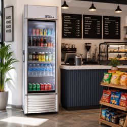 Premium Levella 9.0 Cu Ft Commercial Beverage Display Refrigerator with LED Lighting & Locking Glass Door, Silver (PRF90DX)