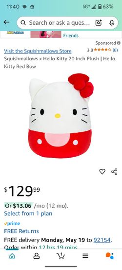 Squishmello Hello Kitty Huge From Costco 