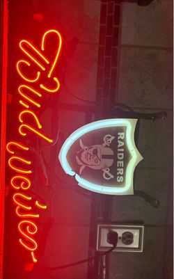 Vintage Small Raiders Budweiser Beer Neon Sign