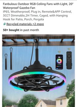 Fanbulous Outdoor RGB Ceiling Fans with Light, 20" Waterproof