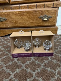 Set of 4 Crystal Curtain Rod Finials – Faceted Crystal Sphere Ends