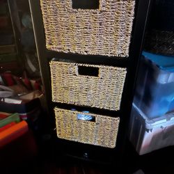 Storage Unit With Wicker Drawers