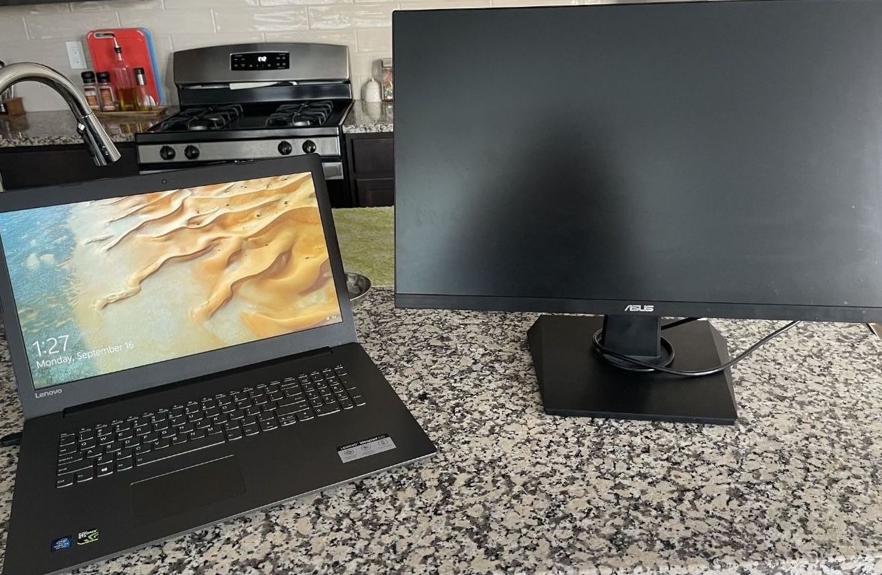Lenovo Laptop and Asus Monitor