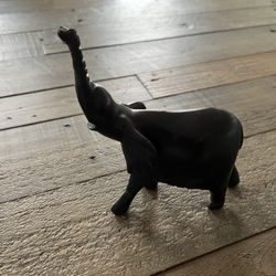 Vintage Hand Carved Hard Wood Elephant Sculpture— Mint