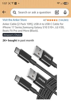 Anker USB-A to USB C Cable (10 Ft)