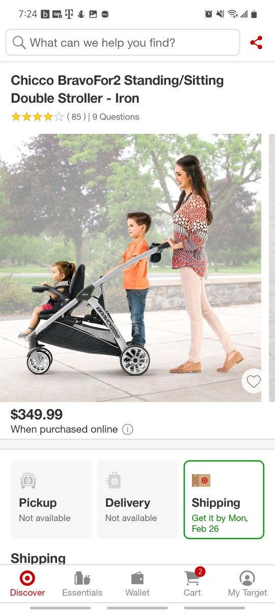 Chicco Bravo Sit And Stand Double Stroller