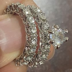 925 Silver With White Sapphire Size 7