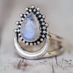 Natural moonstone ring size 11 sterling 925