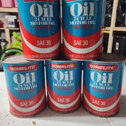 Vintage Homelite 2-cycle motor oil full cans, Quart/32fl oz size!