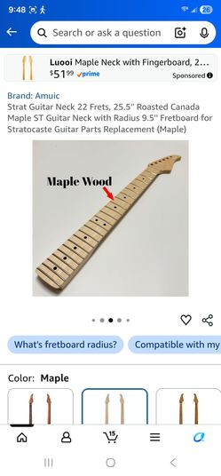 Amuic Maple Strat Guitar Neck 22 Frets