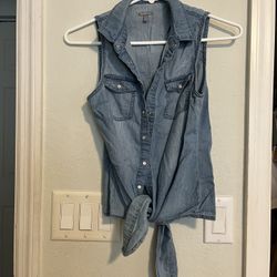Charlotte Russe Denim Collared Tank, Size XS