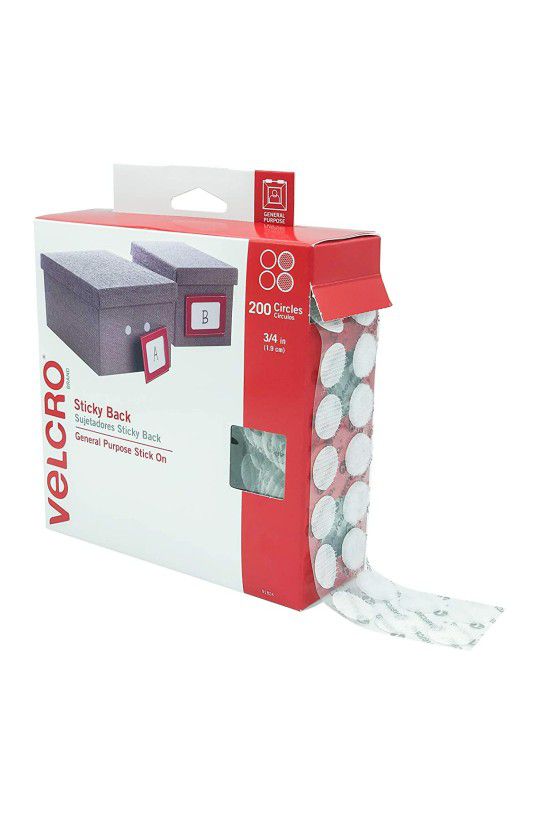 VELCRO Brand Dots with Adhesive White | 200 Pk | 3/4" Circles