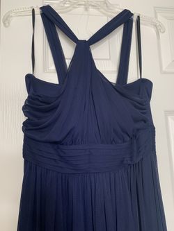 Long navy blue chiffon dress