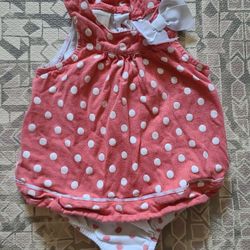 First Impressions Red and White Polka Dot 12M Bodysuit with Shoulder Bow