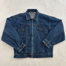 Vintage Men's Blue Denim Jacket Full Zip 4 Pockets size Large