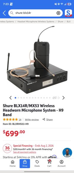 Shure Wireless BLX 14R/MX53-H9