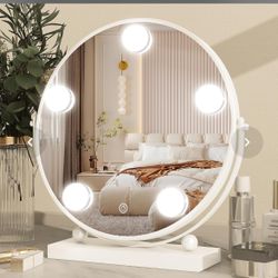 13 Inch Hollywood Vanity Mirror With Lights, Round Make Up Mirror With Lighting, LED