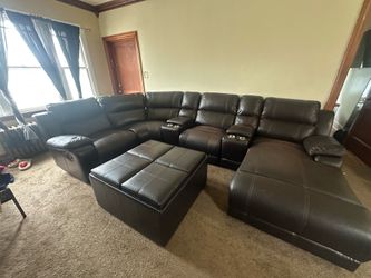 Dark Brown Leather Sectional