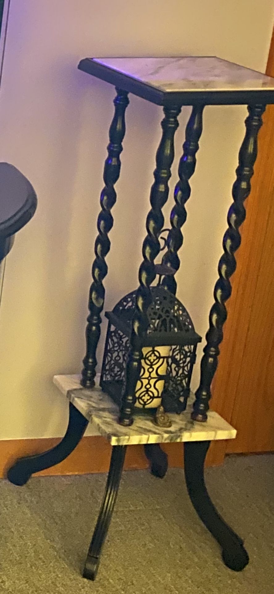 Antique Twist Marble Plant Pedestal Table Stand