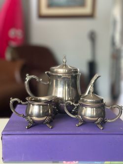 Silver Plated Tea Pot , Sugar Bowl and Creamer