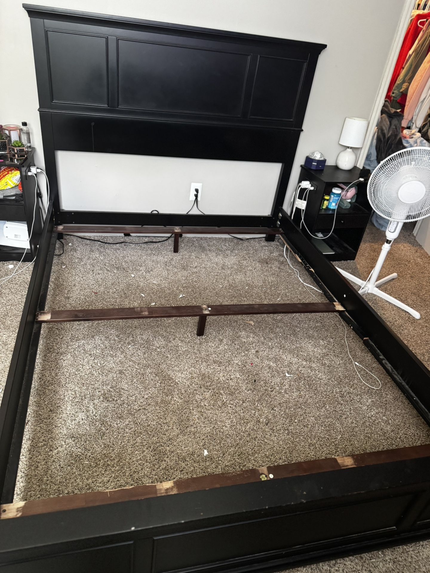 Bed Frame-Headboard, Footboard, Side Rails, And Middle Slats
