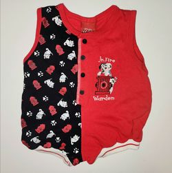 24 months vintage Disney Babies "Jr. Fire Warden" romper featuring a 101 Dalmatians