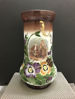 Antique Hand Painted Art Glass Vase
