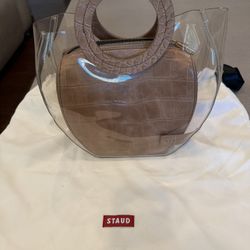 STAUD Gray Faux Leather Bag